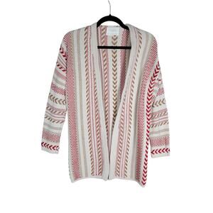 Springfield Knitwear Carrdigan XS Red Cream Coastal Grandmother Academia Sweater